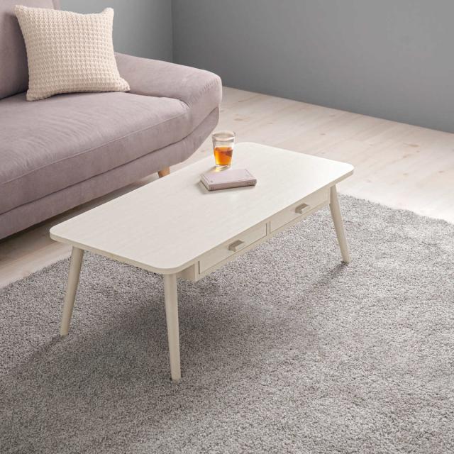 リビングテーブル 幅100cm 引出し2杯 長方形 （ 角型 四角 ローテーブル センターテーブル テーブル 木目調 収納 引き出し コンパクト おしゃれ ）_19
