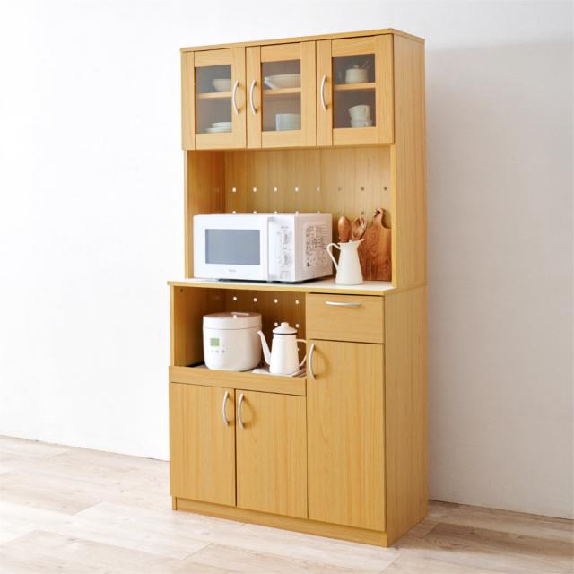 キッチンボード 幅89cm キッチン収納 大容量タイプ （ 食器棚 カップボード キッチンワゴン ラック 棚 収納 隙間 大容量 食器収納 引き出し ブラウン ナチュラル ホワイト シンプル ）_17