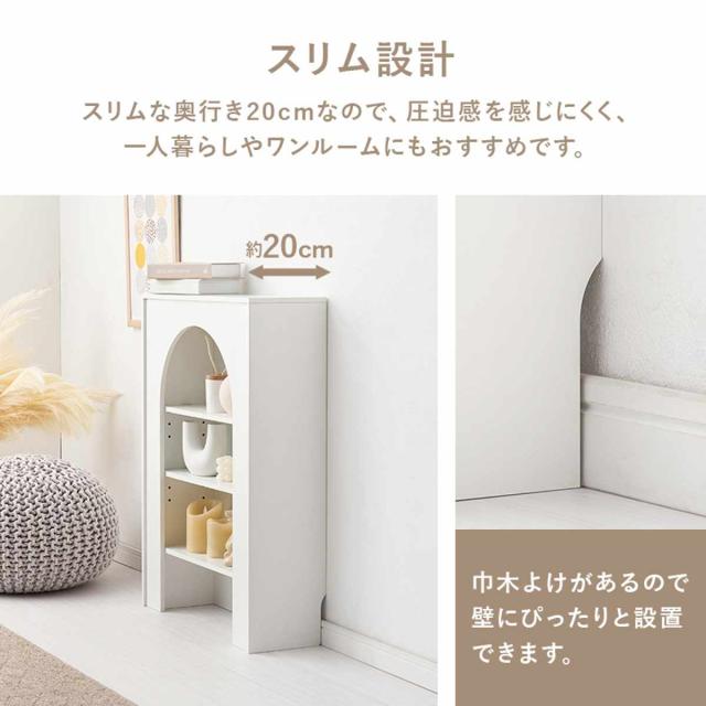 マントルピース 幅60cm 完成品 可動棚 （ オープンラック 棚 ラック 収納 ディスプレイラック シェルフ 飾り棚 韓国風 ホワイト アーチ型 ）_13