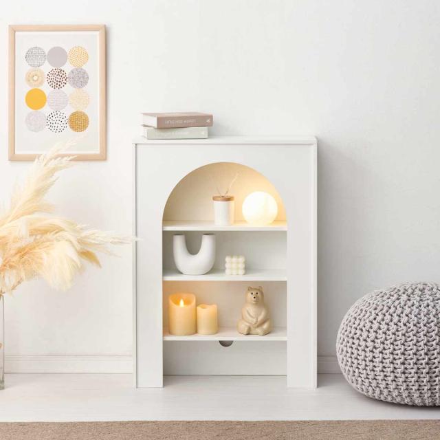 コーナーシェルフ マントルピース ホワイト 白 収納ラック チェスト 棚