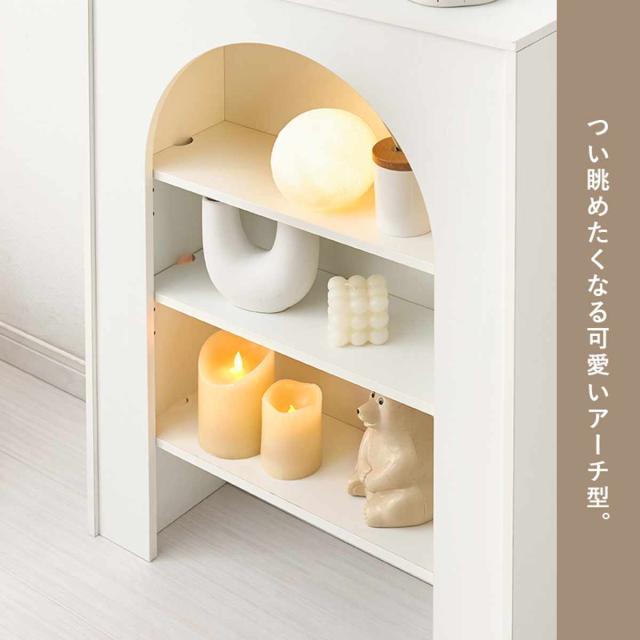 マントルピース 幅60cm 完成品 可動棚 （ オープンラック 棚 ラック 収納 ディスプレイラック シェルフ 飾り棚 韓国風 ホワイト アーチ型 ）_5