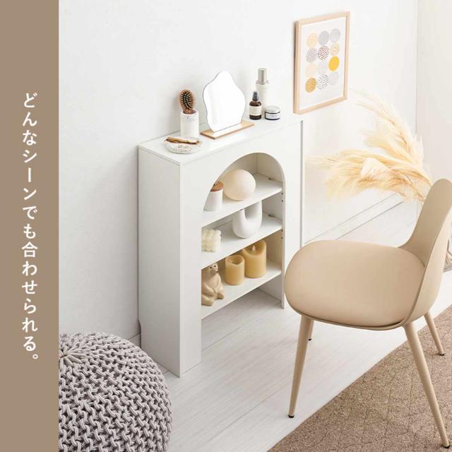 マントルピース 幅60cm 完成品 可動棚 （ オープンラック 棚 ラック 収納 ディスプレイラック シェルフ 飾り棚 韓国風 ホワイト アーチ型 ）_6