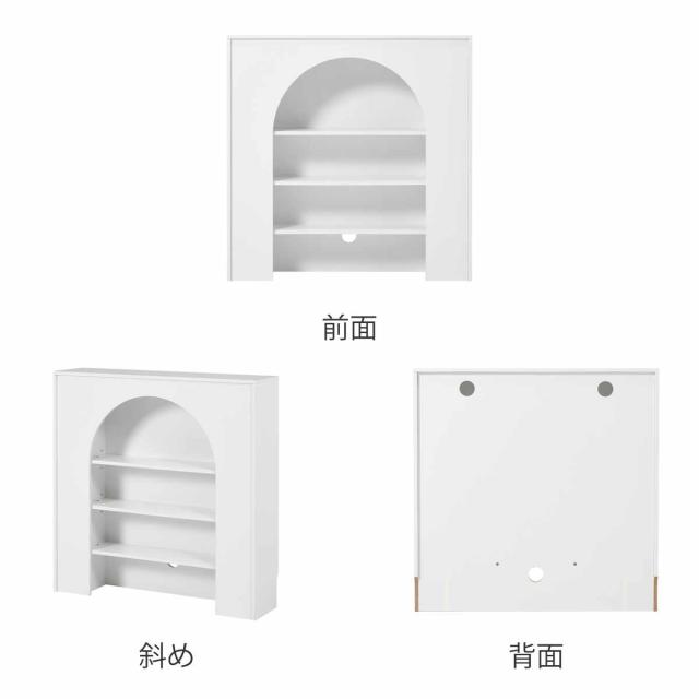 マントルピース 幅80cm 完成品 可動棚 （ オープンラック 棚 ラック 収納 ディスプレイラック シェルフ 飾り棚 韓国風 ホワイト アーチ型 ）_2