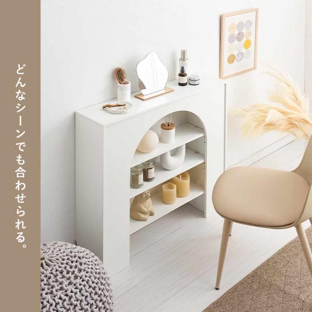 マントルピース 幅80cm 完成品 可動棚 （ オープンラック 棚 ラック 収納 ディスプレイラック シェルフ 飾り棚 韓国風 ホワイト アーチ型 ）_6