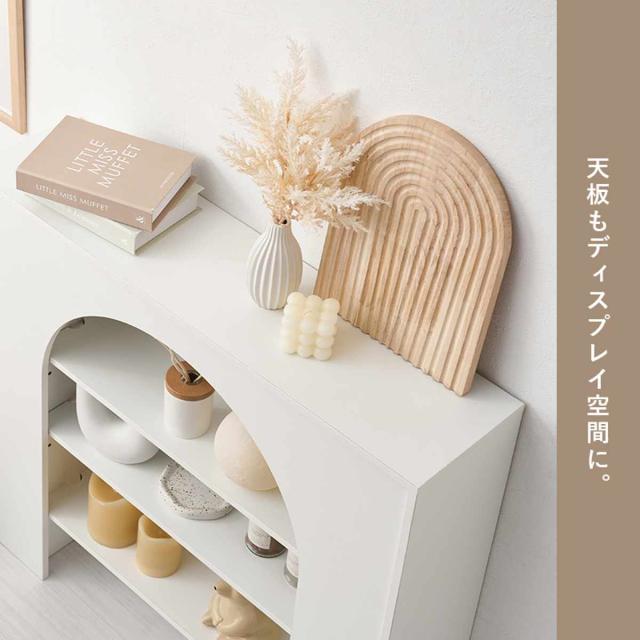 マントルピース 幅80cm 完成品 可動棚 （ オープンラック 棚 ラック 収納 ディスプレイラック シェルフ 飾り棚 韓国風 ホワイト アーチ型 ）_7