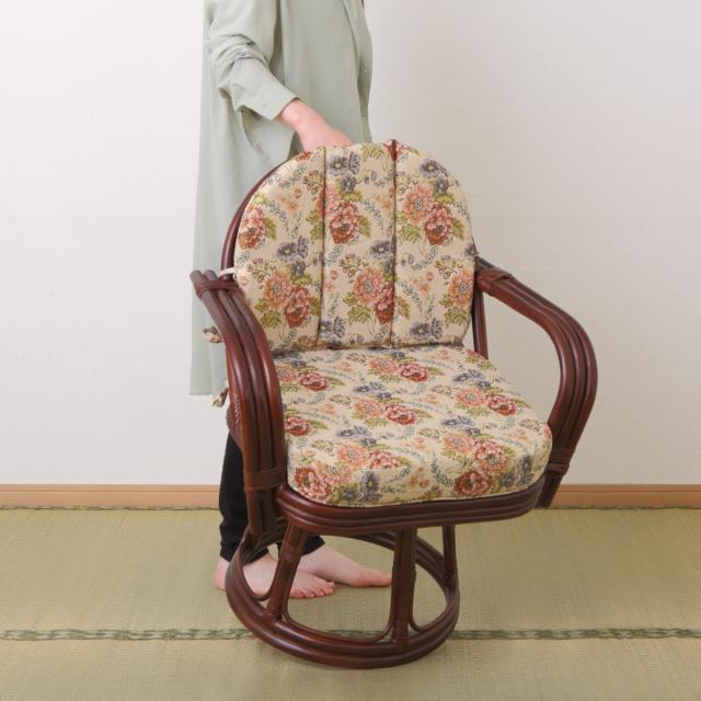 ラタン クッションリバーシブル回転座椅子 ハニー ラタン クッション