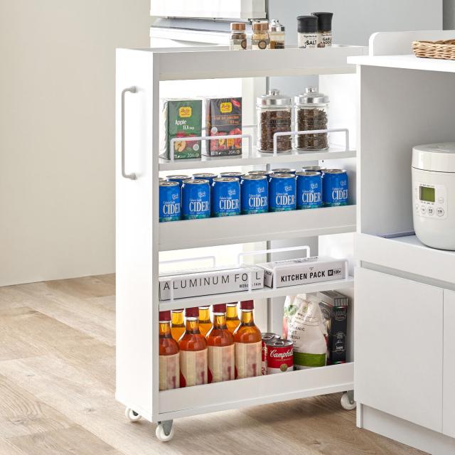 隙間収納ワゴン 幅20cm ロータイプ キャスター付 （ 隙間収納 ワゴン