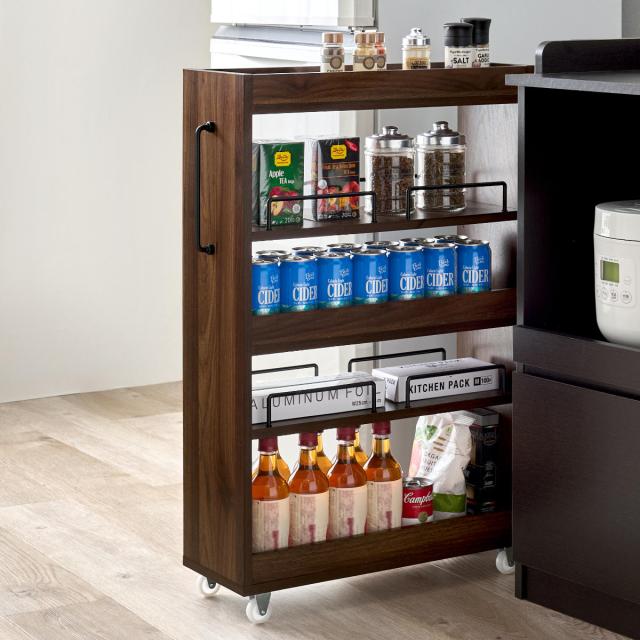 隙間収納ワゴン 幅20cm ロータイプ キャスター付 （ 隙間収納 ワゴン