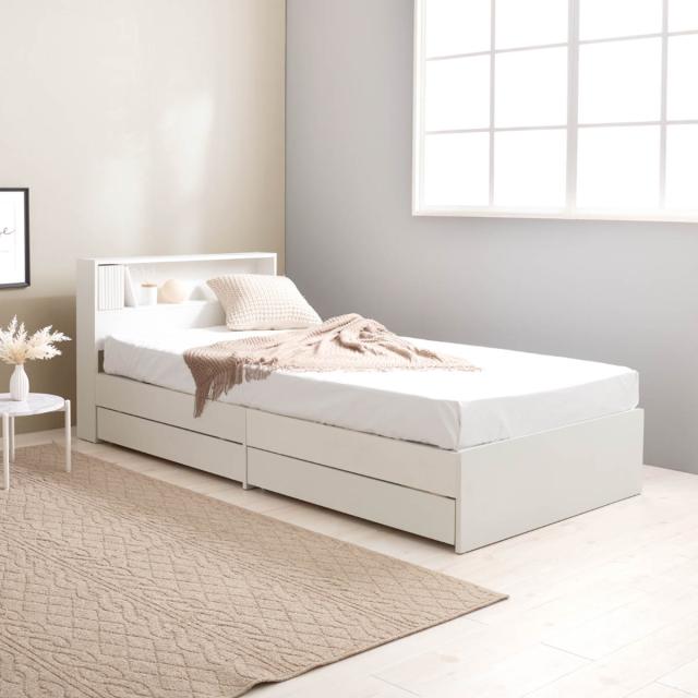 収納付きベッド シングル 引出し2杯 宮棚 2口コンセント付 （ ベッド 収納付 引出し 寝具 大容量 本棚 ラック ベッドフレーム 棚付 ブラウン ナチュラル ホワイトウォッシュ ）_19