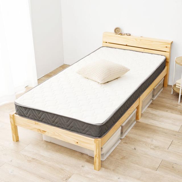 3分組立ベッド シングル ボンネルマットレス付 背もたれ 工具不要 天然木 （ マットレス付 ベッド 組み立て簡単 すのこ 棚付 圧縮梱包 シングルベッド ボンネルコイル 3分組み立て コンセント付 ）_18