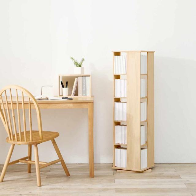 回転式 コミックラック 5段 幅46.5cm 完成品 パイン材 （ 本棚 ラック 回転