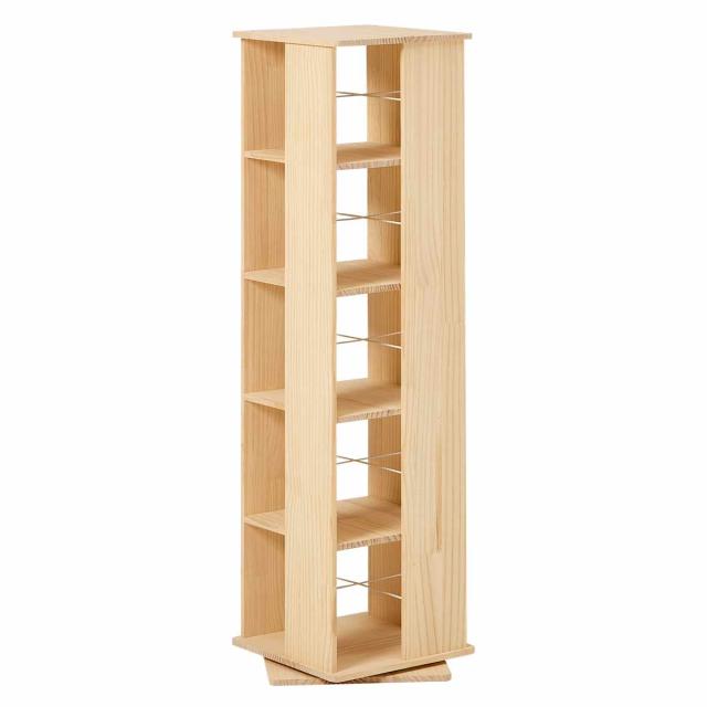 回転式 コミックラック 5段 幅46.5cm 完成品 パイン材 （ 本棚 ラック 回転