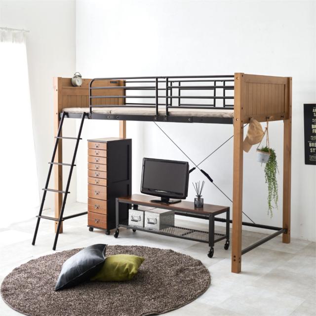 システムベット ロフトベッド シングル コンセント付き 収納付き 耐