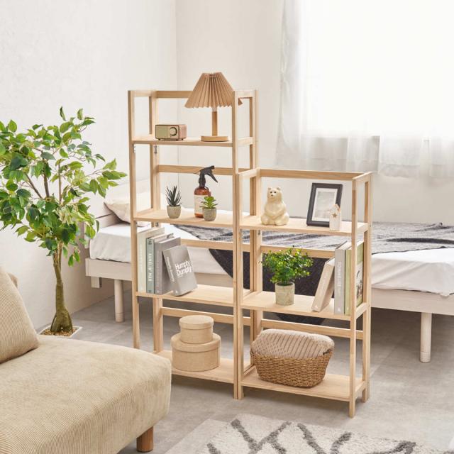 折りたたみ 棚 フォールディングシェルフ 5段 ワンタッチ 木製 パイン材 軽量 折りたたみ 棚 フォールディングシェルフ 5段 ワンタッチ 木製 パイン