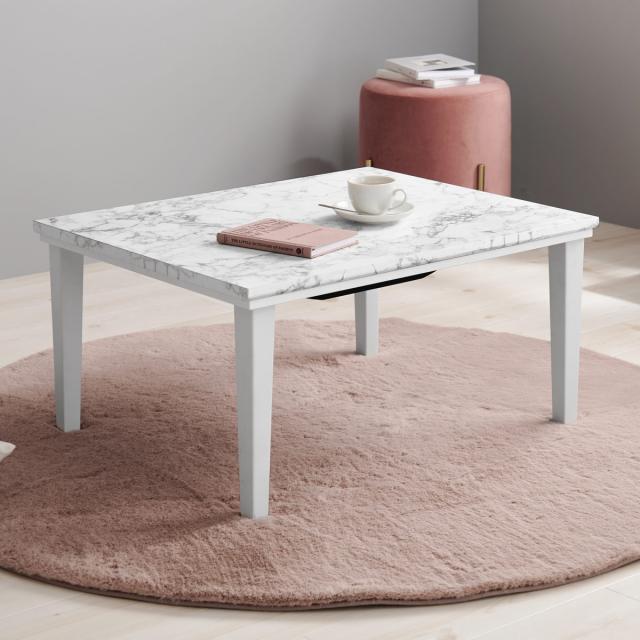 こたつテーブル 幅75cm コンパクト 大理石柄 カジュアルコタツ アルラ （ こたつ テーブル リビングテーブル ローテーブル 長方形 コタツ 天板 メラミン樹脂 1年中 使える 座卓 おしゃれ 遠赤外線 奥行60cm センターテーブル ）