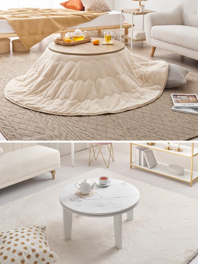 円形こたつ 2点セット(こたつテーブル+掛け布団)/届いてすぐに使える