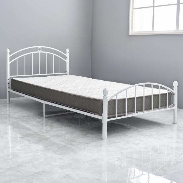 ベッド シングル 姫系 ボンネルマットレス付 スチール メッシュ