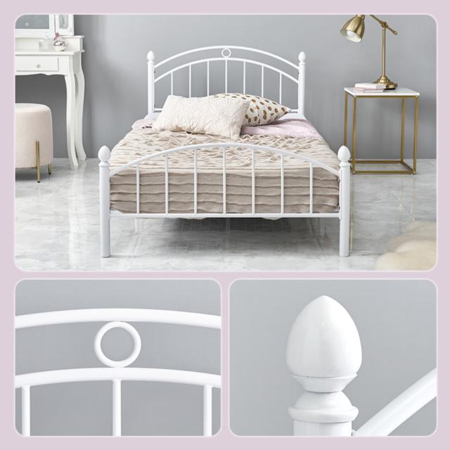 ベッド シングル 姫系 ポケットマットレス付 スチール メッシュ