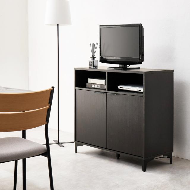 キャビネット 幅90cm 木目調 背面化粧 （ 棚 ラック 収納 家具 A4対応 テレビ台 可動棚 テレビボード サイドボード リビング ナチュラル ホワイト ダークブラウン ）_9