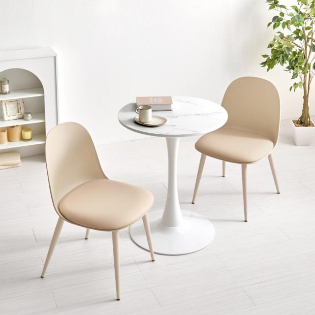 テーブル＆チェア 3点セット 幅60cm 座面高42.5cm形 石目調 ラウンドテーブル カフェテーブル （ 丸 2人用 2人掛け ダイニングセット コンパクト テーブル 食卓テーブル 椅子 イス ダイニングテーブル ダイニングチェア 1本脚 ）