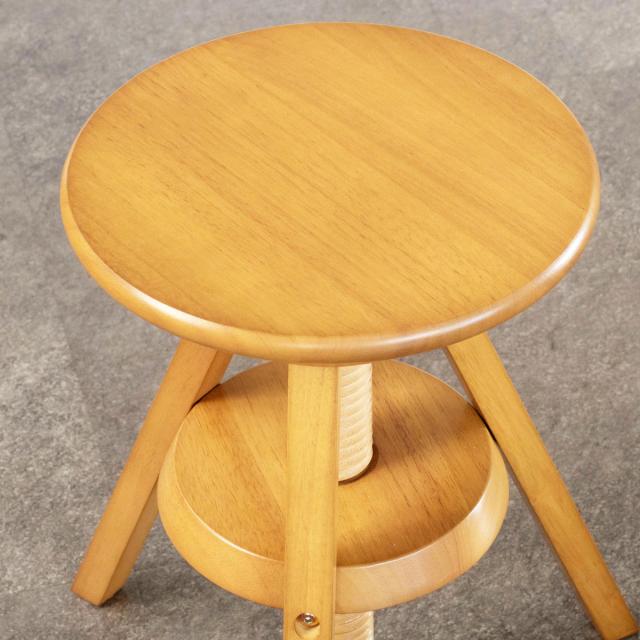 スツール 座面高46〜60cm 回転 高さ調節 天然木 完成品 （ 回転椅子