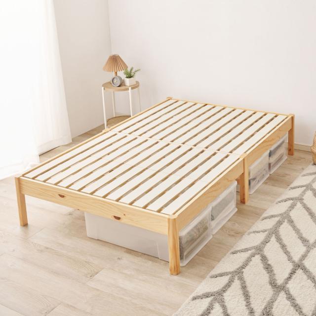 すのこベッド セミダブル 3分組立 ステージタイプ ベッド （ ステージベッド 工具不要 組み立て簡単 天然木 3分組み立て 耐荷重350kg ライトブラウン ナチュラル ホワイトウォッシュ 木製 ）_16
