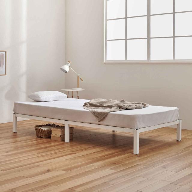 スチールベッド シングル ボンネルコイルマットレス付 工具不要 （ ベッド スチールフレーム お掃除ロボット対応 組み立て簡単 マットレス付き 圧縮梱包 寝具 耐荷重150kg シンプル ブラック ホワイト ）_19
