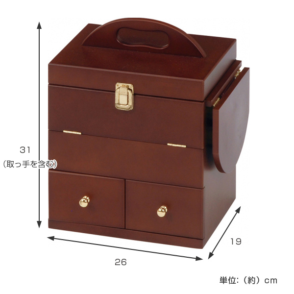 コスメボックス ドレッサー 3面鏡付 幅26cm （ メイクボックス 鏡