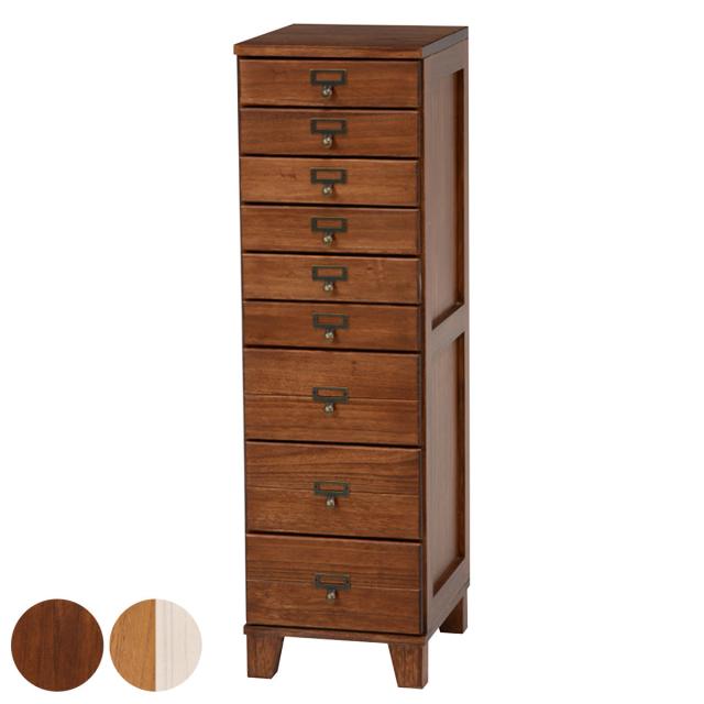 スリムチェスト 9段 ウッドプロダクツ 幅28cm ブラウン （ 桐 収納 タンス 引出し カントリー チェスト 引出 引き出し すきま収納 隙間収納 コンパクト A4 書類収納 書類整頓 A4サイズ 木製 桐製 ネームプレート 脚付 足付き ）の通販は 18,990円