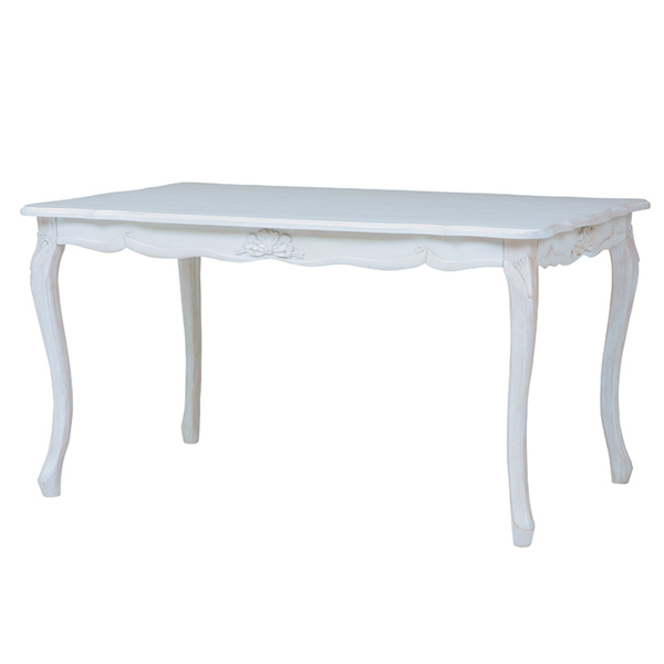 ダイニングテーブル 姫系 ロマンチック HAMPTON 幅135cm （ 白家具 猫脚 クラシック アンティーク ねこ脚 食卓 机 つくえ 天然木 木製 パイン材 ）の通販は