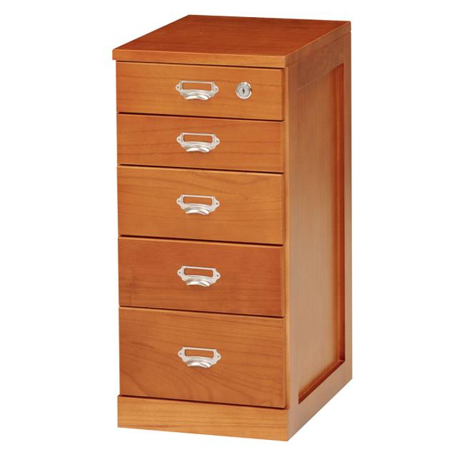 チェスト 5段 カギ付き 多段チェスト 桐製 幅28cm （ 完成品 書類収納 レターケース 木製 桐 桐チェスト 引き出し 整理タンス ローチェスト 五段 隠しキャスター付 サイドボード リビングボード 引き出し収納 収納棚 ）