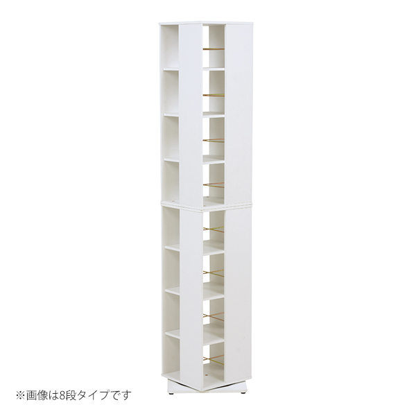 回転式 コミックラック 高さ138cm 6段 ブックシェルフ （ 本棚 ラック 回転 大容量 スリム 収納 シェルフ ブックラック 整理 おしゃれ シンプル ナチュラル ホワイト ブラウン ）_5