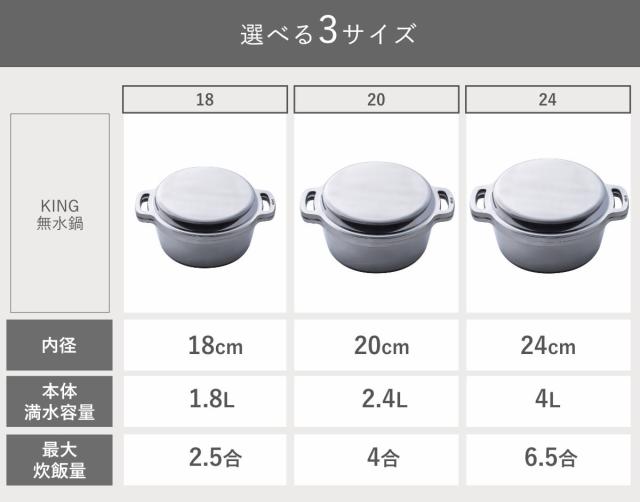KING無水鍋24 24cm IH対応 日本製 （ ガス火対応 無水鍋 両手鍋 調理鍋 鍋 オーブン対応 アルミ鍋 無水調理 無加水調理 無水調理鍋 なべ オーブン調理 レシピ付き オール熱源対応 ）_12