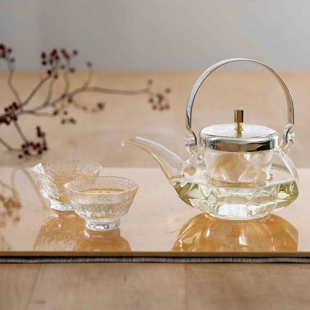 冷酒器 グラス セット 360ml 八角地炉利 耐熱ガラス （ HARIO ハリオ 酒器 地炉利 ちろり ガラス製 酒 冷酒 湯煎 グラス付き 氷入れ付き 高級感 おしゃれ ）