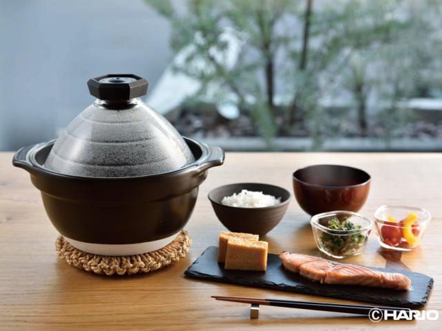 ハリオ フタがガラスのご飯釜 2〜3合 ガス火専用 ガラス蓋付き 日本製 （ HARIO ガス火対応 炊飯 2合 3合 ガラス蓋 萬古焼 おしゃれ 両手鍋 炊飯直火鍋 2合炊き 3合炊き 土鍋ご飯 どなべ 炊飯器 調理器具 調理用品 陶器製 ）_6