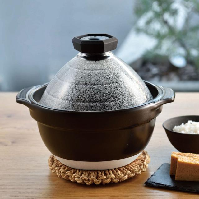 ハリオ フタがガラスのご飯釜 2〜3合 ガス火専用 ガラス蓋付き 日本製 （ HARIO ガス火対応 炊飯 2合 3合 ガラス蓋 萬古焼 おしゃれ 両手鍋 炊飯直火鍋 2合炊き 3合炊き 土鍋ご飯 どなべ 炊飯器 調理器具 調理用品 陶器製 ）