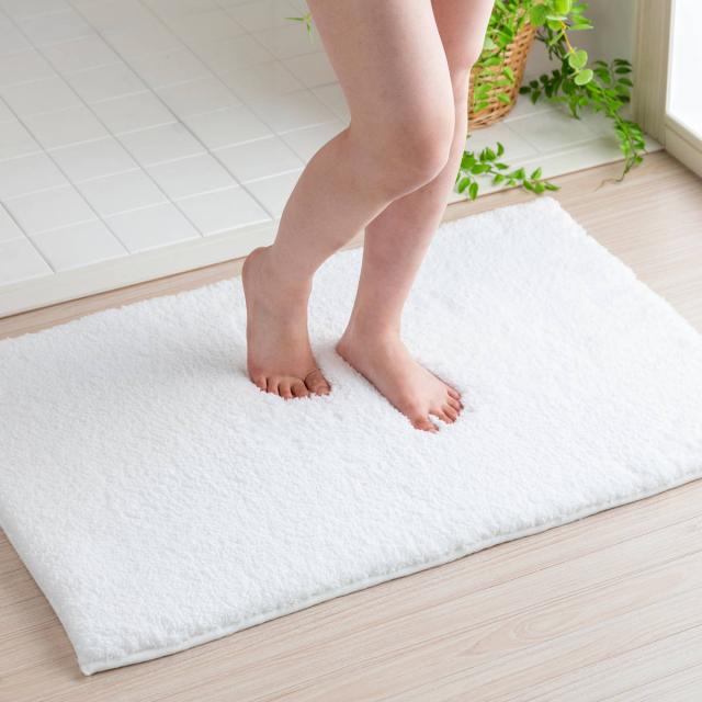 バスマット 60×90cm 思わず頬ずりしたくなるバスマット ANGEL STEP Premium （ お風呂マット マット ホテルライク 洗濯OK すべり止め 足ふきマット 60×90 ロングパイル バスグッズ 足拭き 無地 ホワイト ベージュ ）_14