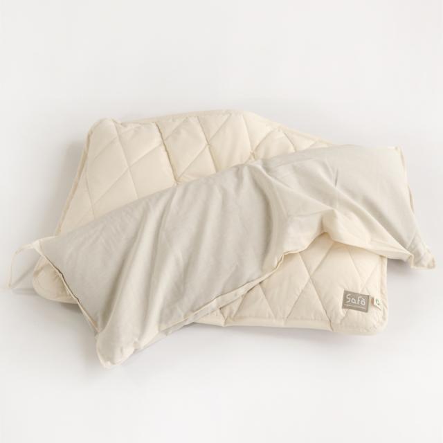 そば枕 safo オーガニック 43X63cm ウォッシャブル （ サフォ 枕 まくら ピローケース付き オーガニックコットン 100％ 日本製 そば殻 洗える カバー 防ダニ 無蛍光 無染色 無漂白 無地 ナチュラル ）