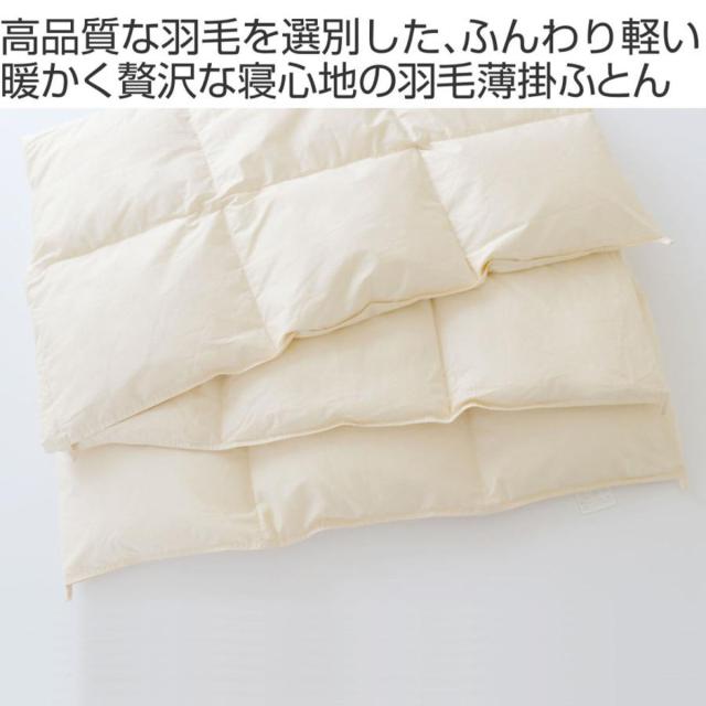 羽毛布団 シングル SaFo オーガニック 薄掛け布団 （ サフォ 高品質 羽毛 薄掛け 布団 春夏用 薄手 肌掛け ふとん ダウンケット ダウン93％ 日本製 国産 オーガニックコットン シームレス加工 150×210 ）_1
