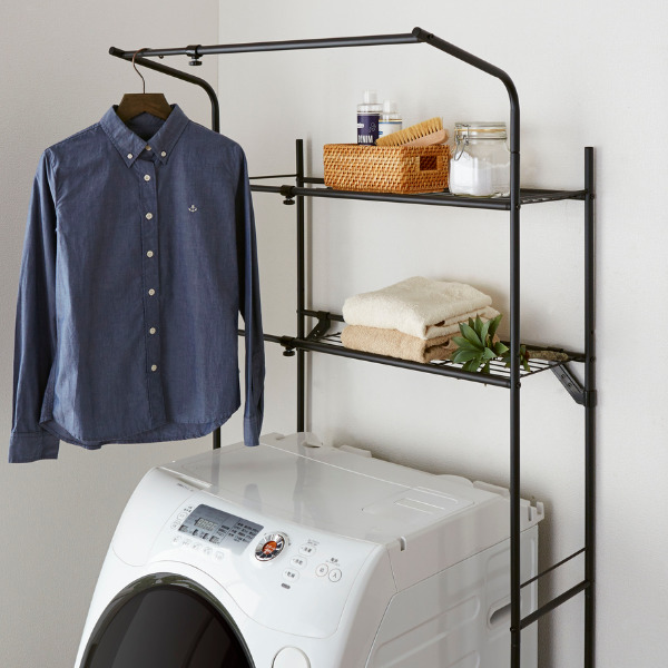 乾燥機ラック ランドリーラック 155cm×76× 53 （分離型 ブラック