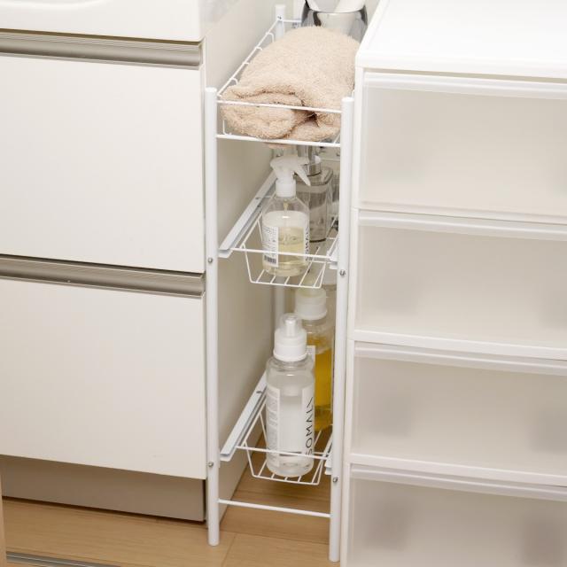 ランドリーサイドラック 洗濯機横の隙間を有効利用 アジャスター