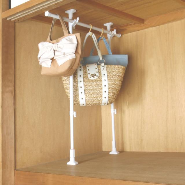 押入れ収納 つっぱりクローゼットハンガー 幅70〜120cm 伸縮 2台セット