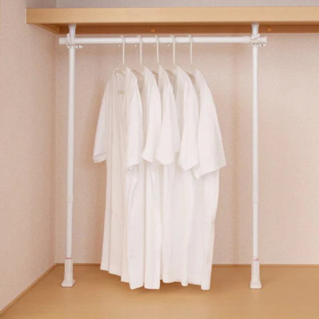 ハンガーラック 伸縮 突っ張り 棚 クローゼット 押し入れ 衣類収納 つっぱり dショッピング |突っ張り ハンガーラック 総耐荷重185kg 上棚付き