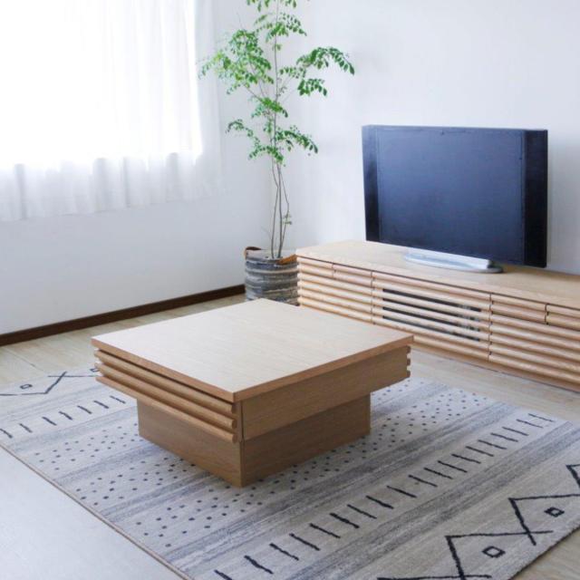 リビングテーブル 高さ37cm 天板正方形 引出し付 センターテーブル （ テーブル 机 リビング ローテーブル 木製 天然木 収納 引き出し 四角 完成品 コーヒーテーブル おしゃれ 木製テーブル ）_8