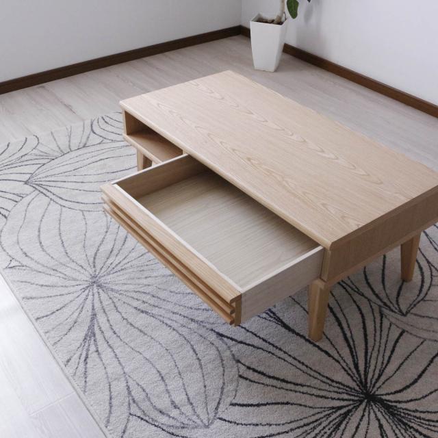 リビングテーブル 高さ38cm 天板長方形 引出し付 センターテーブル （ テーブル 机 リビング ローテーブル 木製 天然木 収納 引き出し 長方形 棚付き 完成品 コーヒーテーブル おしゃれ 木製テーブル ）_15