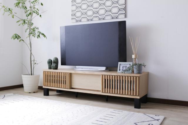 テレビ台 幅170cm 引き戸 70型対応 フルスライドレール 完成品 （ テレビボード ローボード 可動棚 ラック 棚 収納 引き出し リビングボード ルーバー 省スペース 背面化粧 ウォールナット ナチュラル ）_14