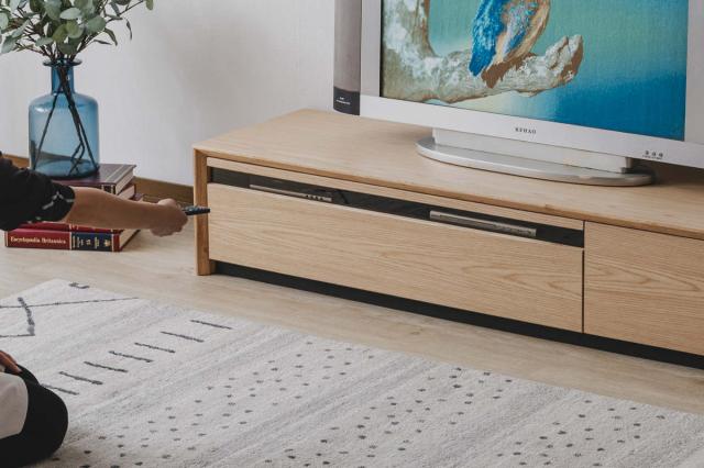 テレビ台 幅150cm 60型対応 引き出し フルスライドレール 完成品 （ テレビボード ローボード スライドレール ラック 棚 収納 引出し リビングボード 省スペース 背面化粧 ウォールナット ナチュラル ）_7