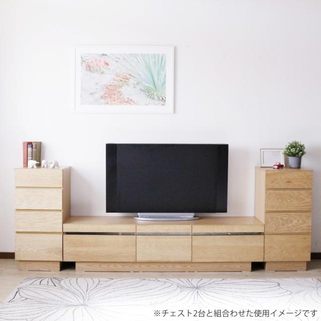 テレビ台 幅166.5cm 背面化粧 リモコンOK 天然木 完成品 （ ローボード 引出し ラック 棚 収納 フロート風 リビングボード フルオープンレール ナチュラル ウォールナット ）_13