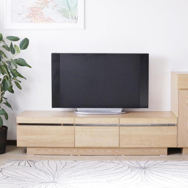 テレビ台 幅166.5cm 背面化粧 リモコンOK 天然木 完成品 （ ローボード 引出し ラック 棚 収納 フロート風 リビングボード フルオープンレール ナチュラル ウォールナット ）_16