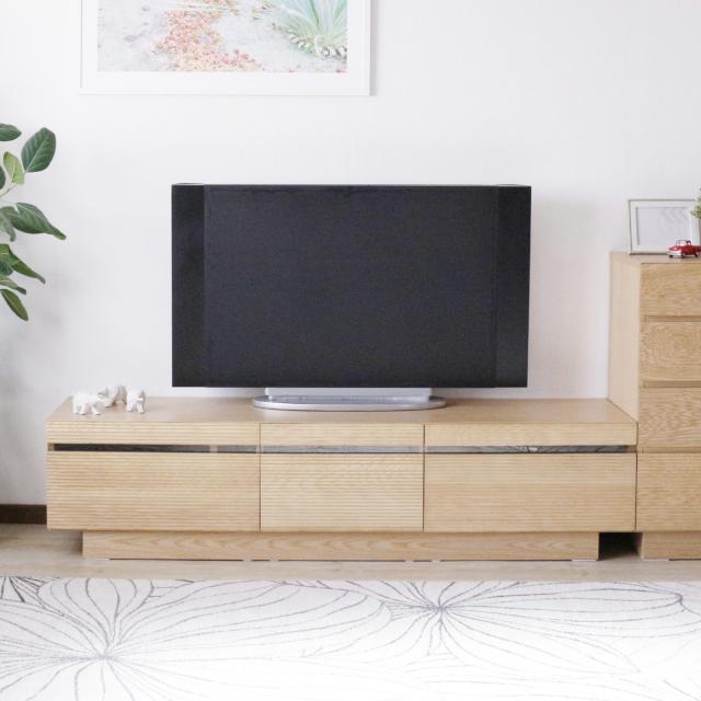 テレビ台 幅166.5cm 背面化粧 リモコンOK 天然木 完成品 （ ローボード 引出し ラック 棚 収納 フロート風 リビングボード フルオープンレール ナチュラル ウォールナット ）_5